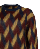 Rundhalspullover aus Mohair-Wollmischung mit ockerfarbenem geometrischem Muster - Ocker | Giemme BrandsCorporate