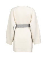 Cardigan in misto lana d'Alpaca grigio con contrasti in maglia a coste panna - Grigio | Giemme BrandsCorporate