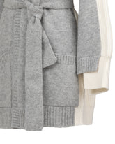 Cardigan in misto lana d'Alpaca grigio con contrasti in maglia a coste panna - Grigio | Giemme BrandsCorporate