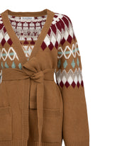 Cardigan aus Mohair-Wollmischung mit kontrastierendem geometrischem Muster in Bordeaux-Tönen - Bordeaux | Giemme BrandsCorporate