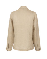 Over jacket con collo a giacca e quattro tasche in lino beige - Beige | Giemme BrandsCorporate
