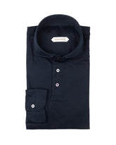 Polo regular fit a manica lunga in jersey di puro cotone blu - Blu | Giemme BrandsCorporate