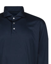 Polo regular fit a manica lunga in jersey di puro cotone blu - Blu | Giemme BrandsCorporate