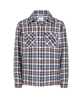 Over fit shirt jacket in pure cotton with blue check - Light blue | Giemme BrandsCorporate