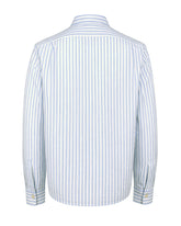 Regular fit bomber jacket in white stretch seersucker cotton with light blue stripes - Light blue | Giemme BrandsCorporate