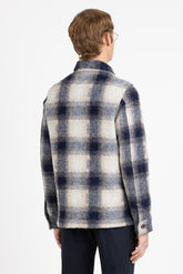Over jacket in esclusiva lana vergine bouclé a quadri blu - Blu | Giemme BrandsCorporate