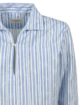 Comfort fit polo shirt in stretch cotton with light blue stripes - Light blue | Giemme BrandsCorporate