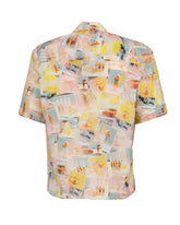 Camicia over fit a mezza manica con collo italiano in puro cotone con esclusiva stampa surf - Giallo | Giemme BrandsCorporate