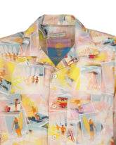 Camicia over fit a mezza manica con collo italiano in puro cotone con esclusiva stampa surf - Giallo | Giemme BrandsCorporate
