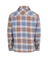 Over shirt jacket in pure cotton flannel with brown and blue check pattern - Light blue | Giemme BrandsCorporate