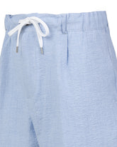 Pantaloni bermuda con coulisse in cotone seersucker elasticizzato celeste - Azzurro | Giemme BrandsCorporate