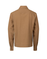 Regular fit jacket with Italian collar in brown stretch seersucker cotton - Hazelnut | Giemme BrandsCorporate