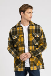Cappotto in lana bouclé in esclusiva stampa a quadri gialli - Giallo | Giemme BrandsCorporate