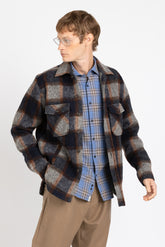 Over jacket in esclusiva lana bouclé a quadri grigi, blu e marroni - Grigio | Giemme BrandsCorporate