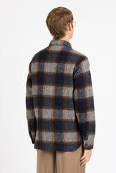 Over-Jacke aus exklusiver Bouclé-Wolle in grauen, blauen und braunen Karos - Grau | Giemme BrandsCorporate