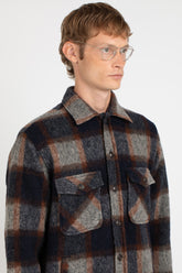 Over jacket in esclusiva lana bouclé a quadri grigi, blu e marroni - Grigio | Giemme BrandsCorporate