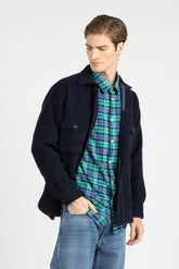 Over jacket in lana bouclé blu - Collezione UOMO | Giemme BrandsCorporate