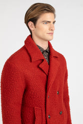 Peacot doppiopetto in lana bouclé rossa - Rosso | Giemme BrandsCorporate