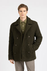 Peacot doppiopetto in lana bouclé verde - Collezione UOMO | Giemme BrandsCorporate