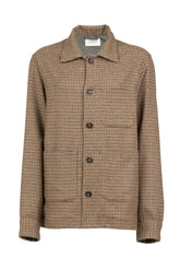 Over jacket in lana pied de poule beige - Collezione UOMO | Giemme BrandsCorporate