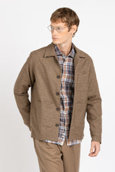 Over jacket in lana pied de poule beige - Beige | Giemme BrandsCorporate