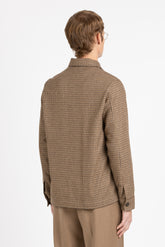 Over jacket in lana pied de poule beige - Beige | Giemme BrandsCorporate