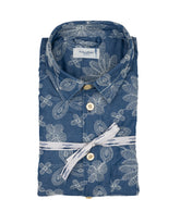 Overshirt aus blauem Baumwoll-Denim mit Stickerei - Dunklem denim | Giemme BrandsCorporate