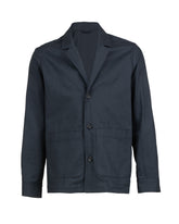 Over jacket con collo a giacca e doppia tasca cotone misto lino blu - Blu | Giemme BrandsCorporate