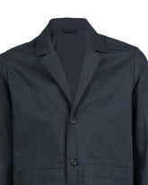 Over jacket con collo a giacca e doppia tasca cotone misto lino blu - Blu | Giemme BrandsCorporate