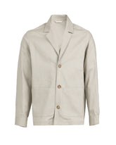 Over jacket con collo a giacca e doppia tasca cotone misto lino beige - Beige | Giemme BrandsCorporate