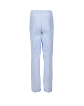 Pantaloni regular fit con coulisse in puro cotone bianco a righe azzurre - Azzurro | Giemme BrandsCorporate