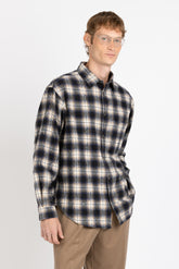 Camicia con collo francese in puro cotone in esclusiva stampa a quadri blu - Blu | Giemme BrandsCorporate