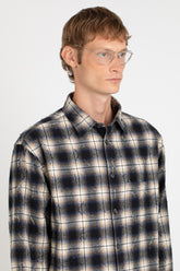 Camicia con collo francese in puro cotone in esclusiva stampa a quadri blu - Blu | Giemme BrandsCorporate