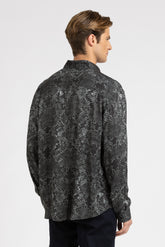 Camicia con collo francese in twill di pura viscosa in esclusiva stampa animalier grigia - Grigio | Giemme BrandsCorporate