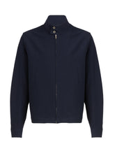 Bomber regular fit con tasche a filetto e collo a due bottoni in seersucker di cotone elasticizzato blu - Blu | Giemme BrandsCorporate