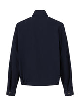 Bomber regular fit con tasche a filetto e collo a due bottoni in seersucker di cotone elasticizzato blu - Blu | Giemme BrandsCorporate