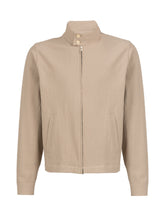 Bomber regular fit con tasche a filetto e collo a due bottoni in seersucker di cotone elasticizzato beige - Beige | Giemme BrandsCorporate