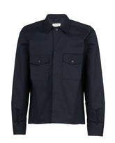 Over jacket con doppia tasca stondata in gabardina di cotone e lino elasticizzato blu - Blu | Giemme BrandsCorporate