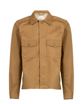 Over jacket con doppia tasca stondata in gabardina di cotone e lino elasticizzato marrone - Nocciola | Giemme BrandsCorporate