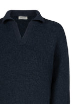 Maglione comfort fit con scollo polo in lana e lana di alpaca blu - Blu | Giemme BrandsCorporate