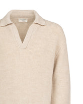 Maglione comfort fit con scollo polo in lana e lana d'alpaca beige - Beige | Giemme BrandsCorporate
