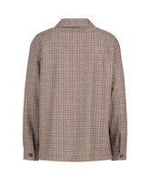 Over fit shirt jacket with notch lapel collar in beige pied de poule wool - Hazelnut | Giemme BrandsCorporate