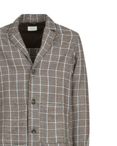 Over jacket with notch lapel collar in brown and blue prince of wales check wool - Brown | Giemme BrandsCorporate