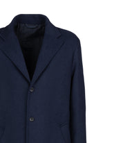 Over fit coat with notch lapel in blue wool - Blue | Giemme BrandsCorporate