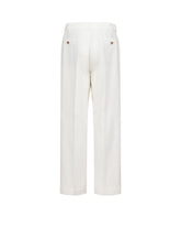 Pantaloni wide leg in velluto a coste di puro cotone bianco - Bianco | Giemme BrandsCorporate
