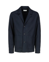 Over jacket with notch lapel in blue stretch virgin wool - Blue | Giemme BrandsCorporate