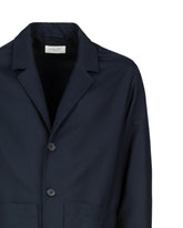 Over jacket with notch lapel in blue stretch virgin wool - Blue | Giemme BrandsCorporate