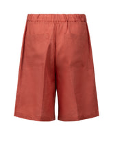 Pantaloni bermuda regular fit con coulisse in puro lino rosso - Rosso | Giemme BrandsCorporate