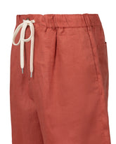 Pantaloni bermuda regular fit con coulisse in puro lino rosso - Rosso | Giemme BrandsCorporate