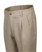Wide-leg pants in pure walnut linen - Hazelnut | Giemme BrandsCorporate